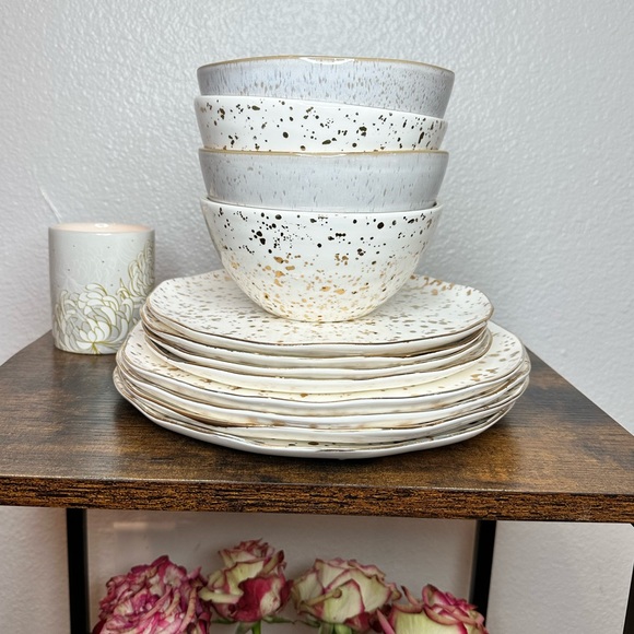 Gold Spots & White Suite One Studio Mimira Side Plates Set of 4 Anthropology - Picture 7 of 7